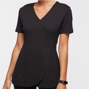 Black Jaanuu Mock-Wrap Tulip Scrub Top - Small